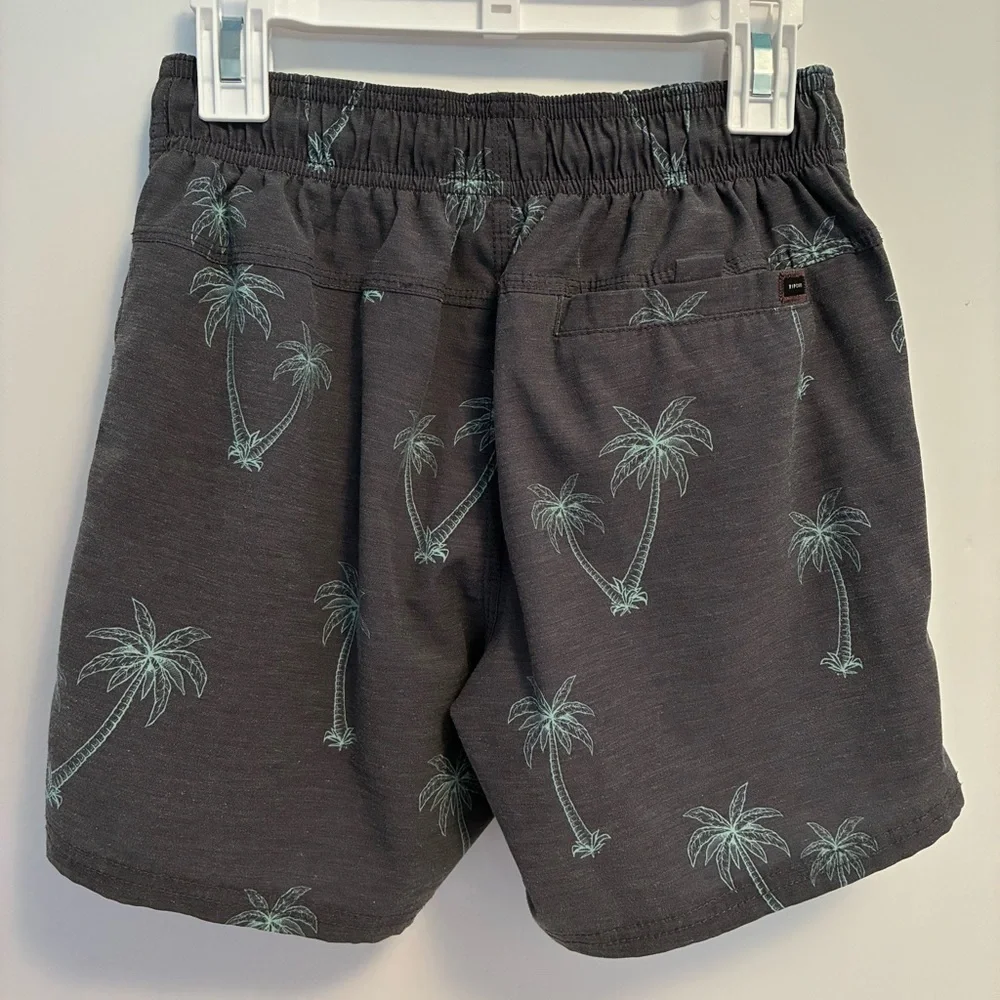 Rip Curl Boys Laydays Palm Trees Swim Trunks Gray Size 10/S